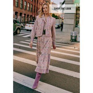 NWT sezane SEA NY ROXANNE midi DRESS  EMILIA linen purple pink SZ40 US8 bust40